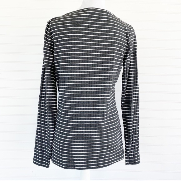 Ribbed V neck Lace up Shirt Size Large - Picture 3 of 7